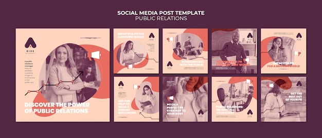 PSD plantillas de publicaciones de instagram de relaciones públicas con foto