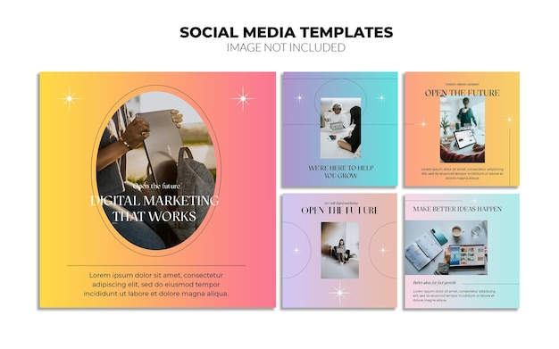 PSD plantillas de publicaciones de redes sociales de instagram con degradado estético