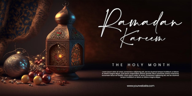 plantillas de saludo de ramadan kareem, fondo generativo de ai