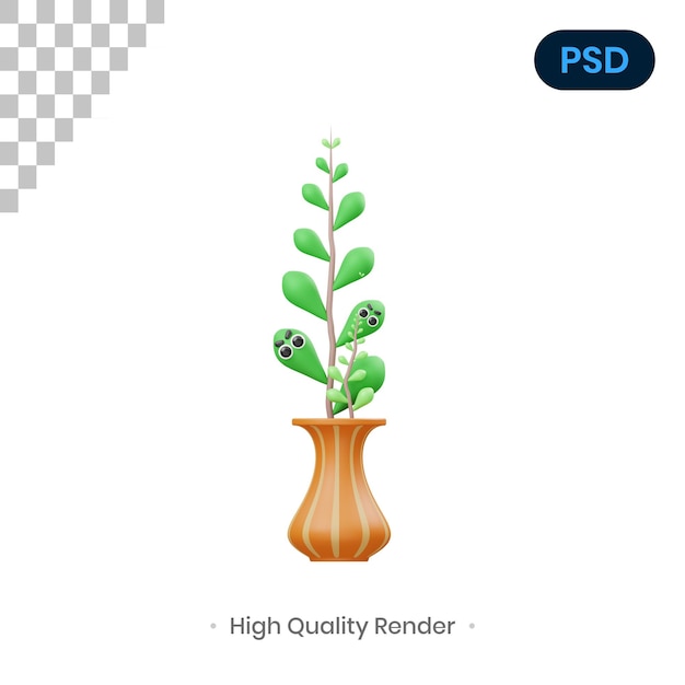 Planty 3D Render Ilustración Premium Psd