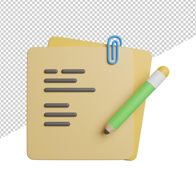 Planungsnotizen Ziele Vorderansicht 3D-Rendering Symboldarstellung auf transparentem Hintergrund