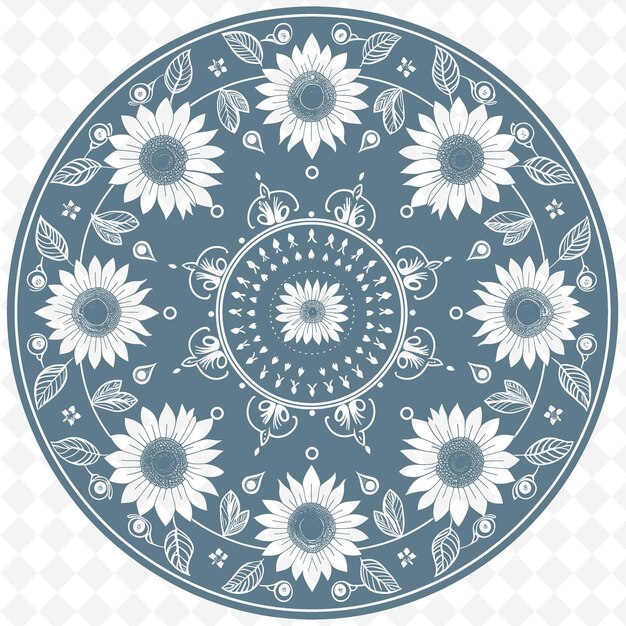 PSD une plaque bleue avec des fleurs dessus et un motif de fleurs