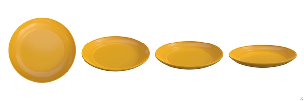 Plaque de céramique jaune pour la table de restauration illustration de rendu 3D