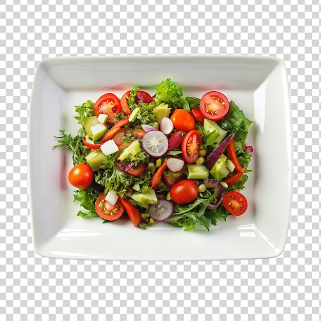 Plaque Avec Salade De Légumes Frais Isolée Sur Un Fond Transparent