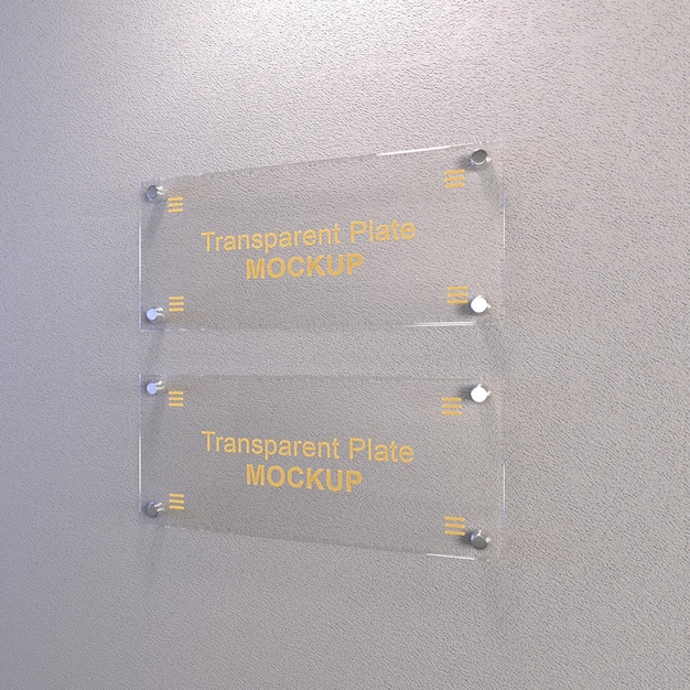 PSD plaque transparente sur la maquette en béton du mur