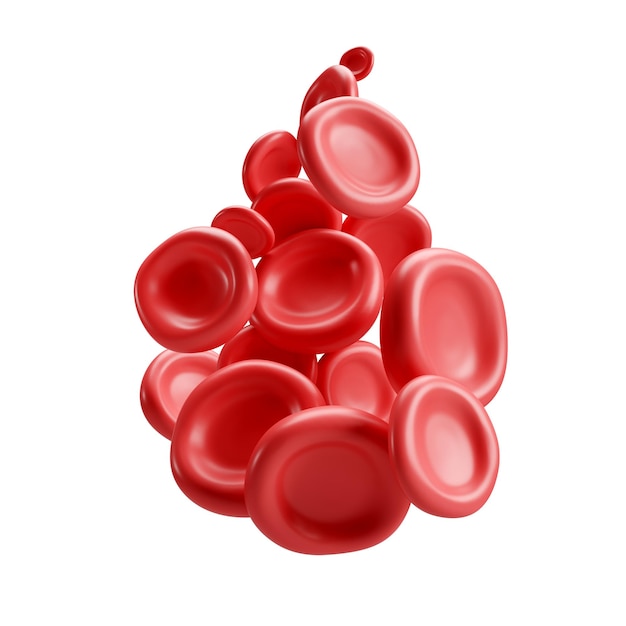 PSD plaquetas de ferro de glóbulos vermelhos de fluxo 3d em forma de gota análise médica realista de eritrócitos