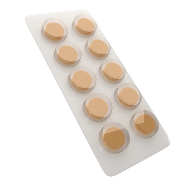 PSD une plaquette de pilules est sur un fond blanc