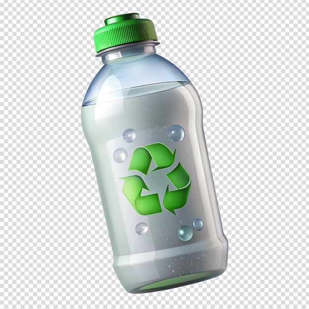 Plastic 3d bottle with recycling symbol ecofriendly packaging concept sustainable design