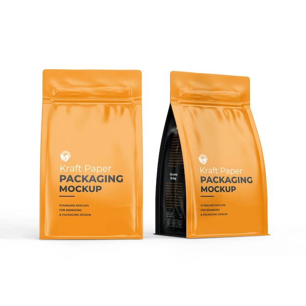 Plastic matte coffee pouch packaging bag mockup psd-vorlage