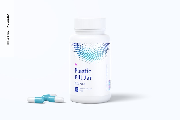 Plastic pill jar mockup