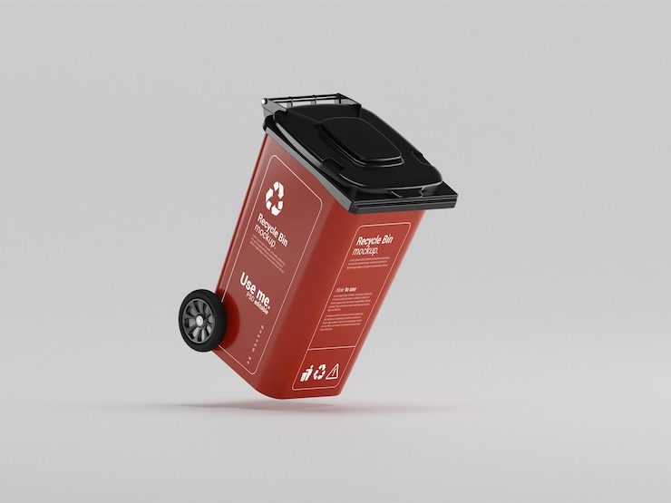 PSD  plastic rubbish bin mockup