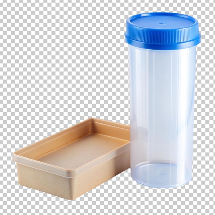 PSD plastic tube container with box transparent background