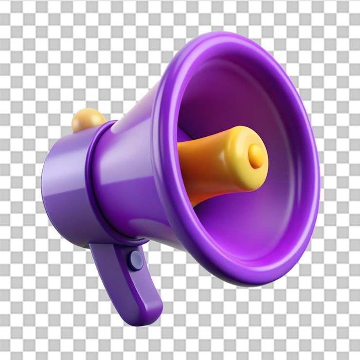 PSD plastik 3d-megafon lila vektor-illustration
