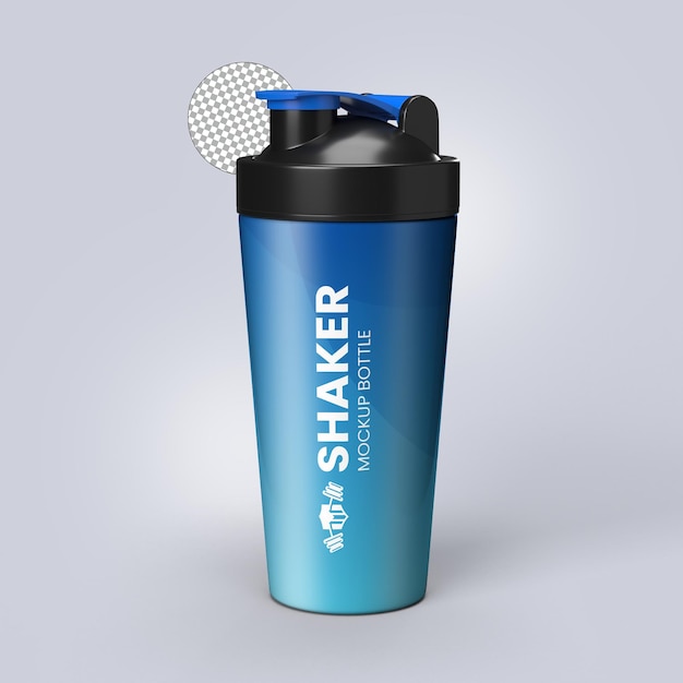 PSD plastik-shaker-flaschen-mockup 3d-render mit durchsichtigem hintergrund