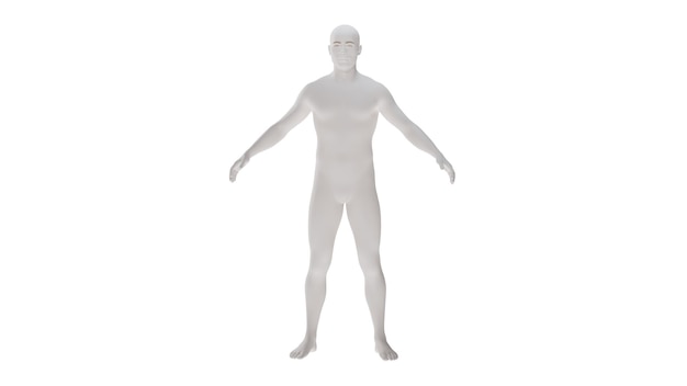 PSD plastique blanc haute résolution conceptuel anatomie humaine 3d corps illustration 3d isolée