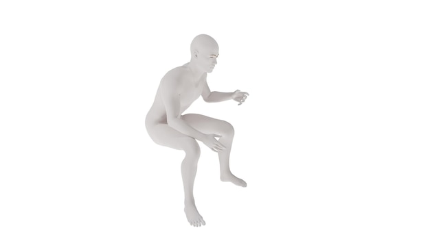 PSD plastique blanc haute résolution conceptuel anatomie humaine 3d corps illustration 3d isolée