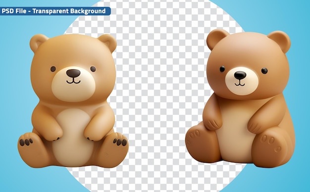 PSD plastique de banho de brinquedo estilo 3d renderizado bonito urso conjunto para crianças