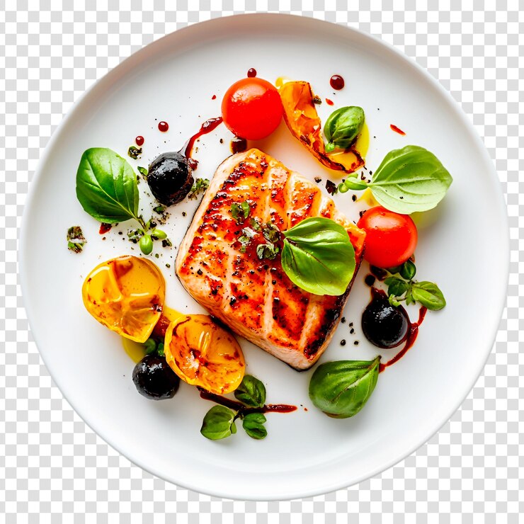 PSD plat de saumon grillé nourriture gourmande restaurants de haute cuisine meal délicieux steak de saumons manger sainement