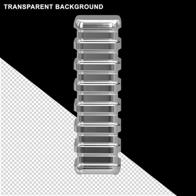 Plata con finas tiras horizontales letra i mayúscula