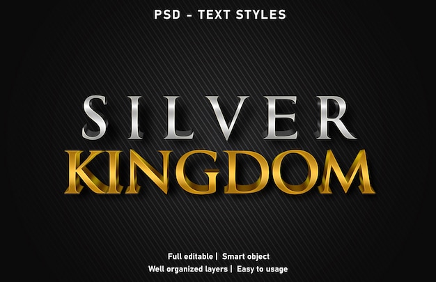 plata kingom efectos de texto estilo editable psd
