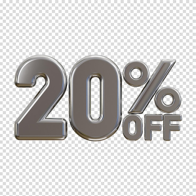 Plata de lujo 20% de descuento tipografía 3D