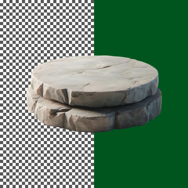 Plataforma de piedra texturizada con pasos para una decoración única en fondo transparente png psd