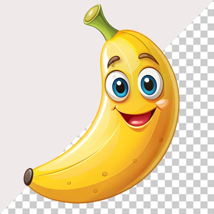PSD un plátano con una cara sonriente en él que dice una cara sonrisa