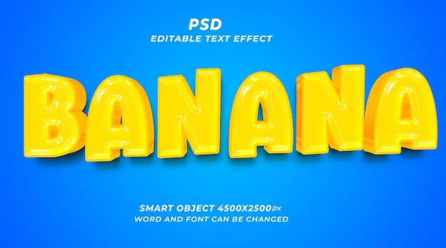 Plátano PSD Plantilla de Photoshop de efecto de texto editable 3d