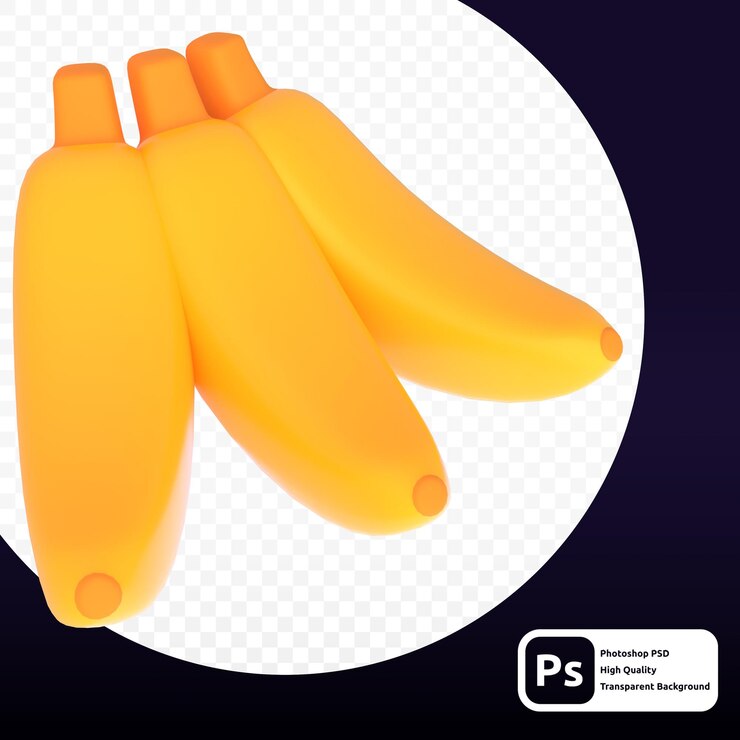 PSD plátano en representación 3d para ilustración web u otros fines gráficos