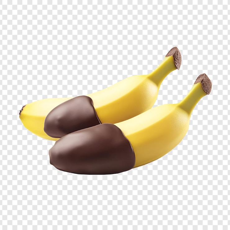 PSD plátanos bañados en chocolate dulces maduros y listos para comer