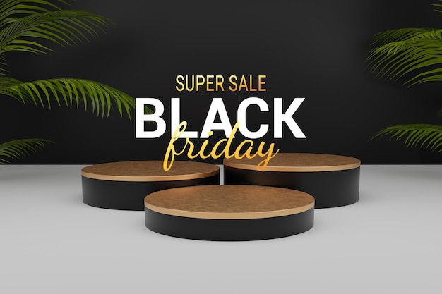 Plate-forme De Podium 3d Du Black Friday Pour La Présentation Du Produit Et L'affichage Du Produit Sur Fond Sombre