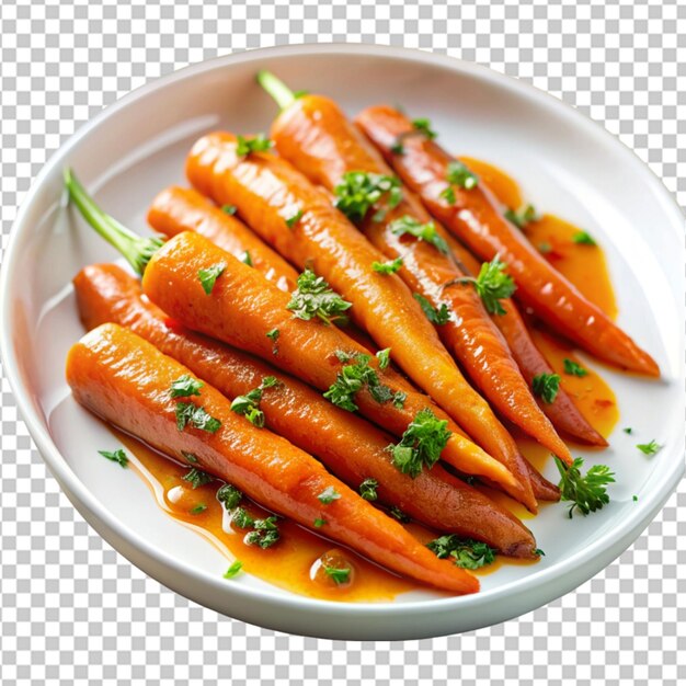 PSD plate of sweet and sticky honey glazed carrots