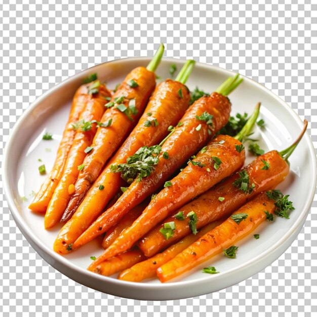 PSD plate of sweet and sticky honey glazed carrots