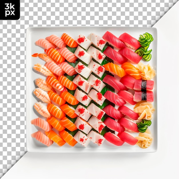 PSD un plateau de sushi avec une boîte de sushi dessus