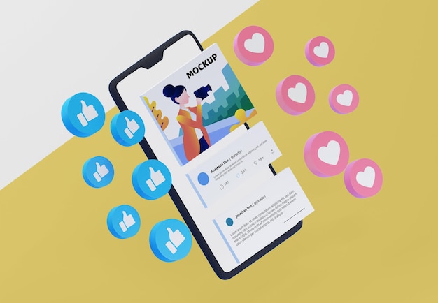 Plateforme de médias sociaux sur appareil de maquette