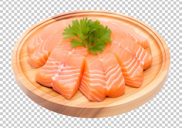 PSD platillo de sashimi de salmón aislado en un fondo transparente png