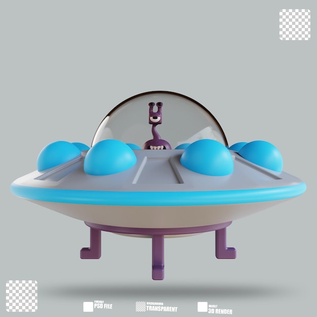 Platillo volador de ilustración 3D