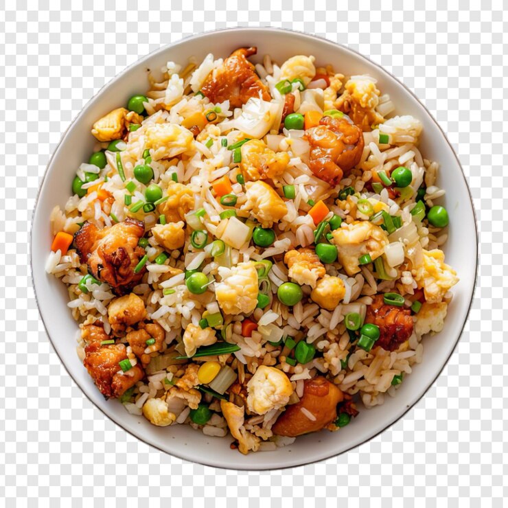 PSD un plato de arroz con arroz de maíz y maíz