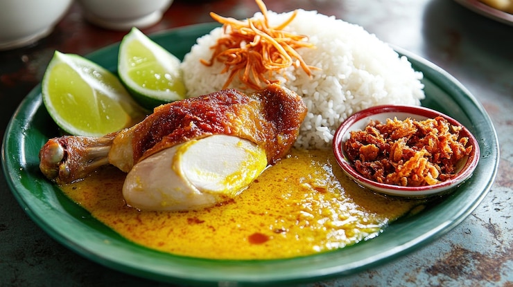PSD plato de arroz de pollo con lima y cebollas crujientes