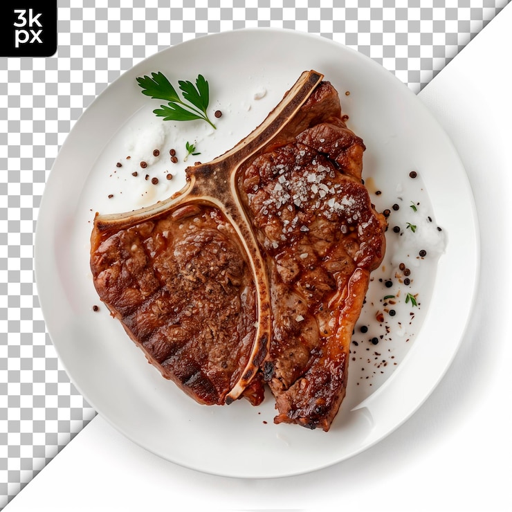 PSD un plato de bistec con una guarnición en él