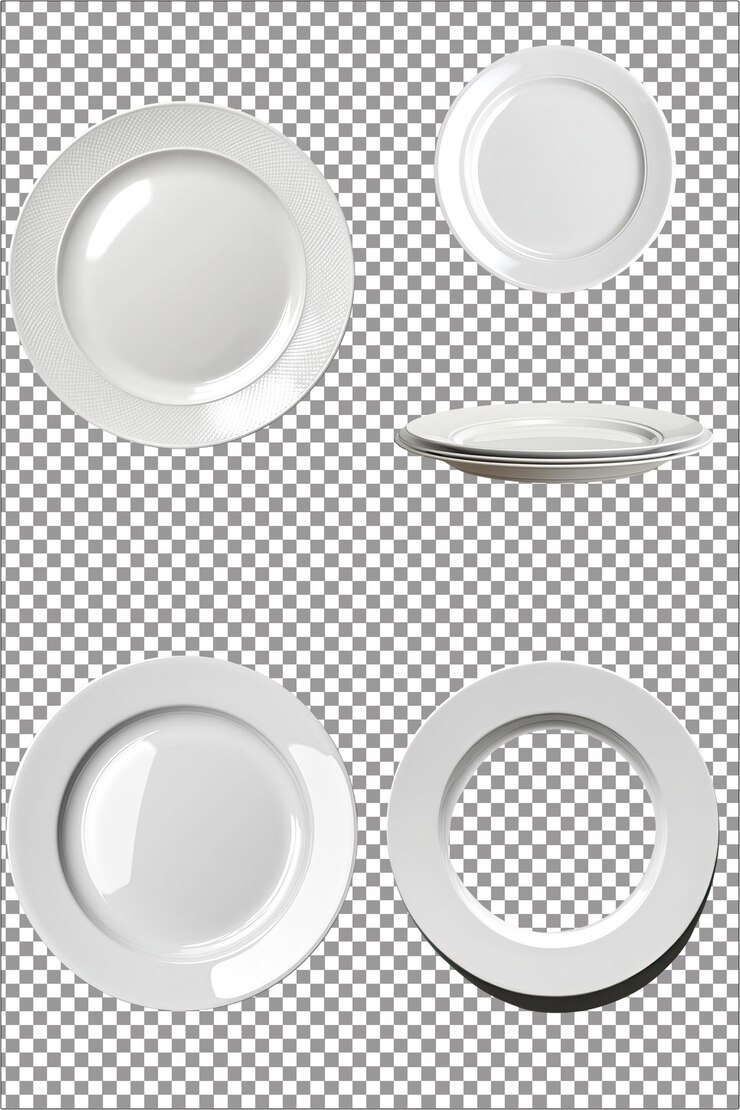 Plato blanco pieza de vajilla clásica y versátil hiperrealista PNG aislado con transparente transparente