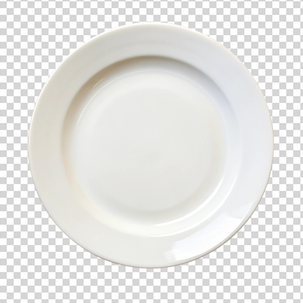 Un plato blanco sobre un fondo transparente