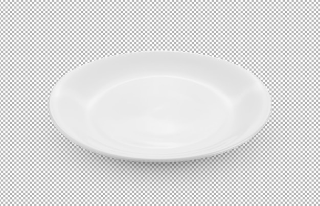 Plato blanco vacío aislado en capa alfa
