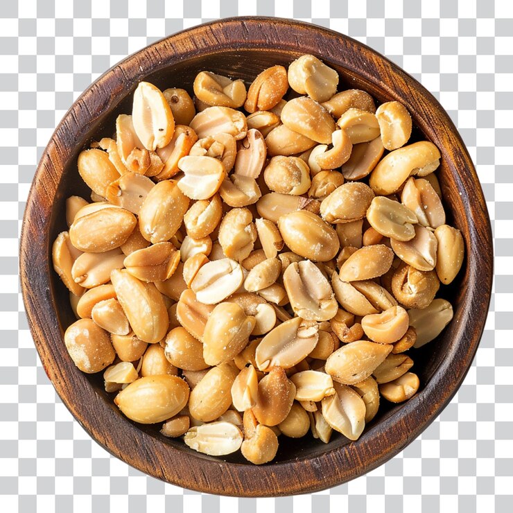 PSD un plato de cacahuetes aislados en un fondo transparente