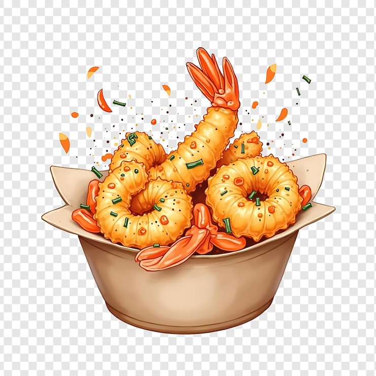 PSD un plato de camarones cocidos
