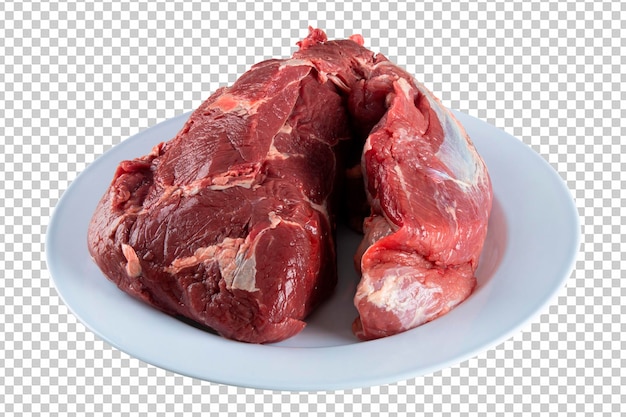 Plato con carne de res cruda con fondo transparente png