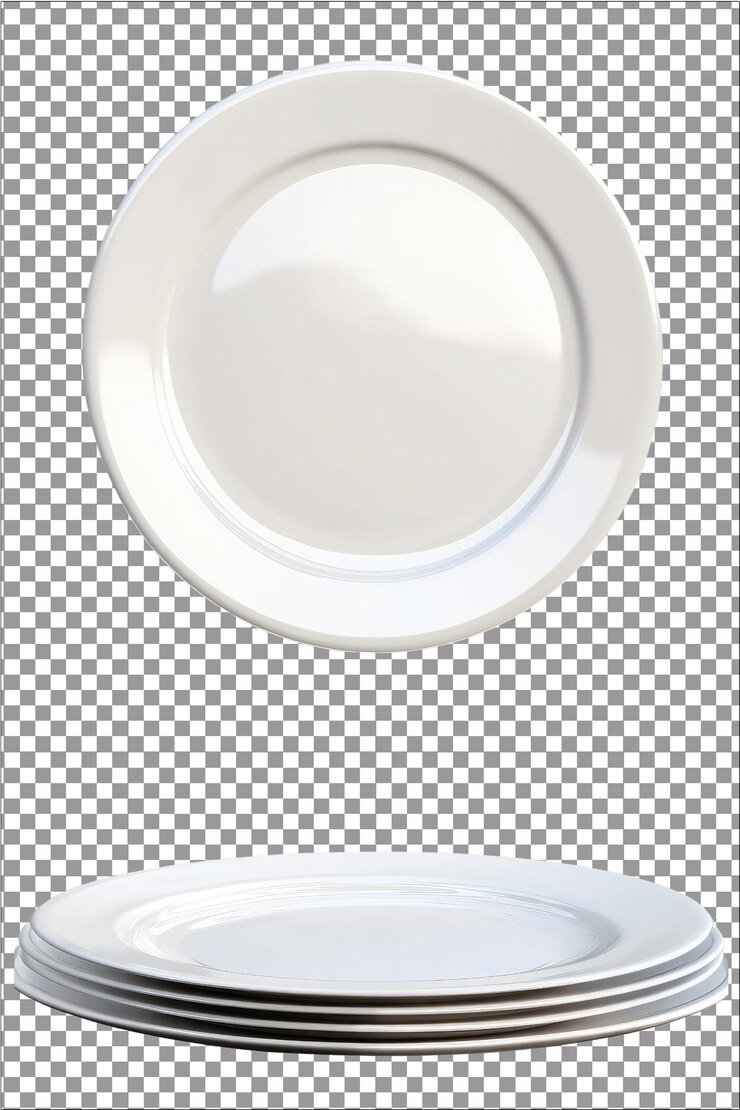 Plato de cena Plato utilizado para servir comidas en reuniones familiares Hiperrealista Plano blanco aislado