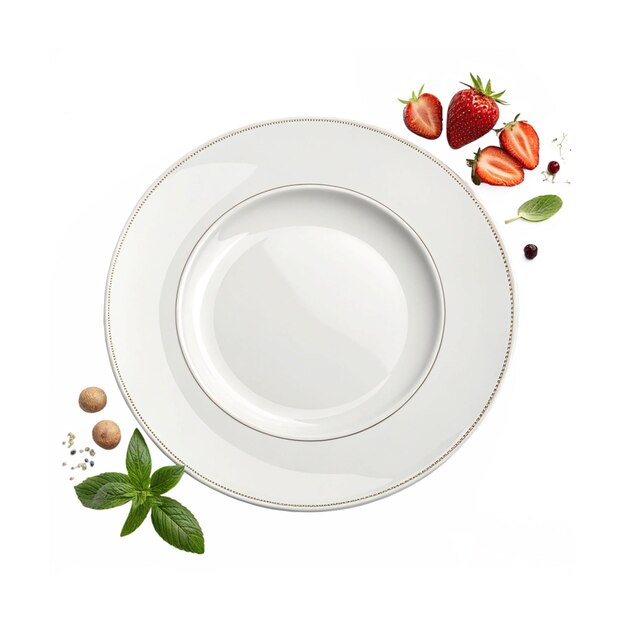 Plato de cena redondo vacío aislado en el camino de recorte de fondo blanco
