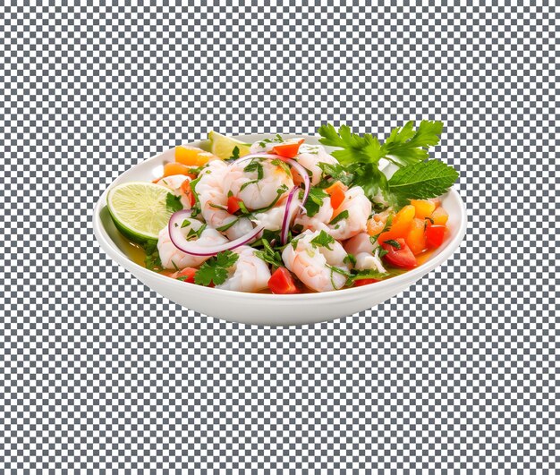 PSD plato de ceviche fresco aislado sobre un fondo transparente