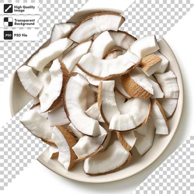 un plato de cocos con una imagen de un plátano en él